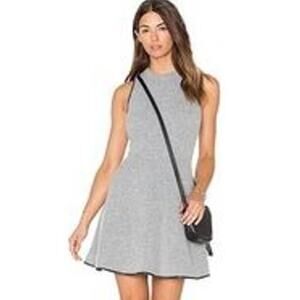Greylin Fit & Flare Mini Dress Gray Size XS Sleeveless Rabbit Hair A-Line Short
